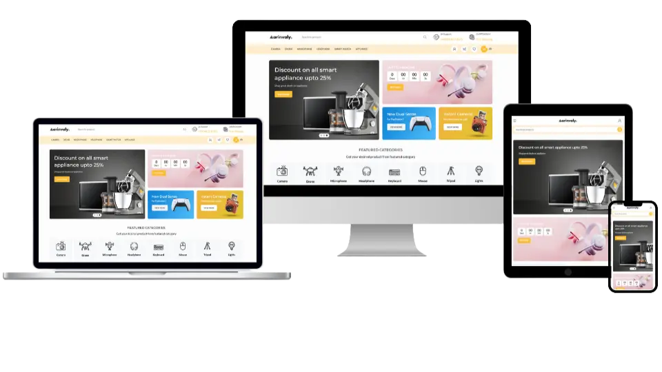 Arinvaly Website Mockup Displayed on Multiple Screen Sizes